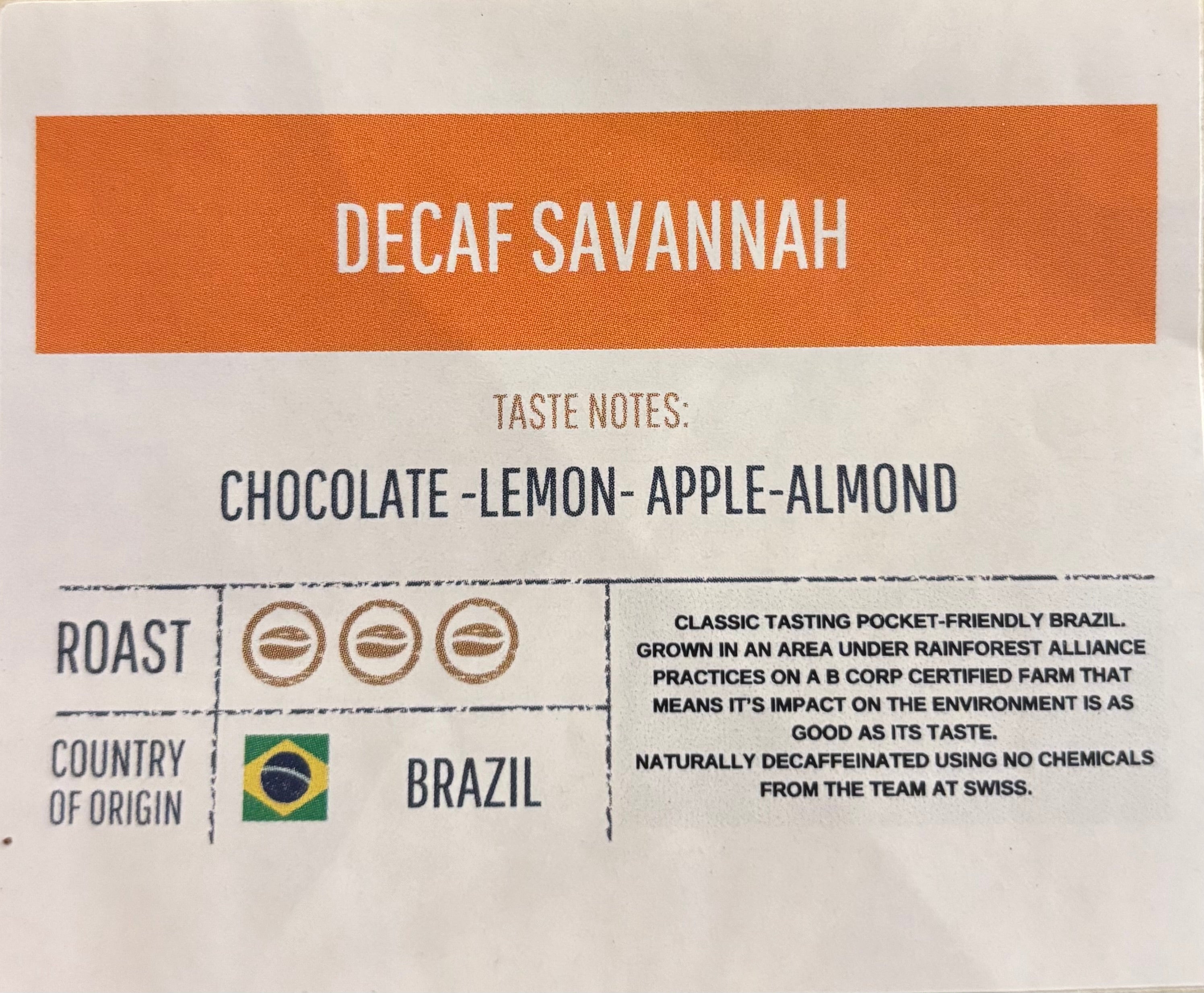 Decaf Savannah 1kg